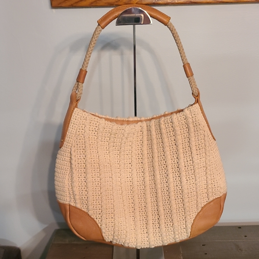Sigrid Olsen Tan and‎ Cream Woven Women's Hobo Bag
